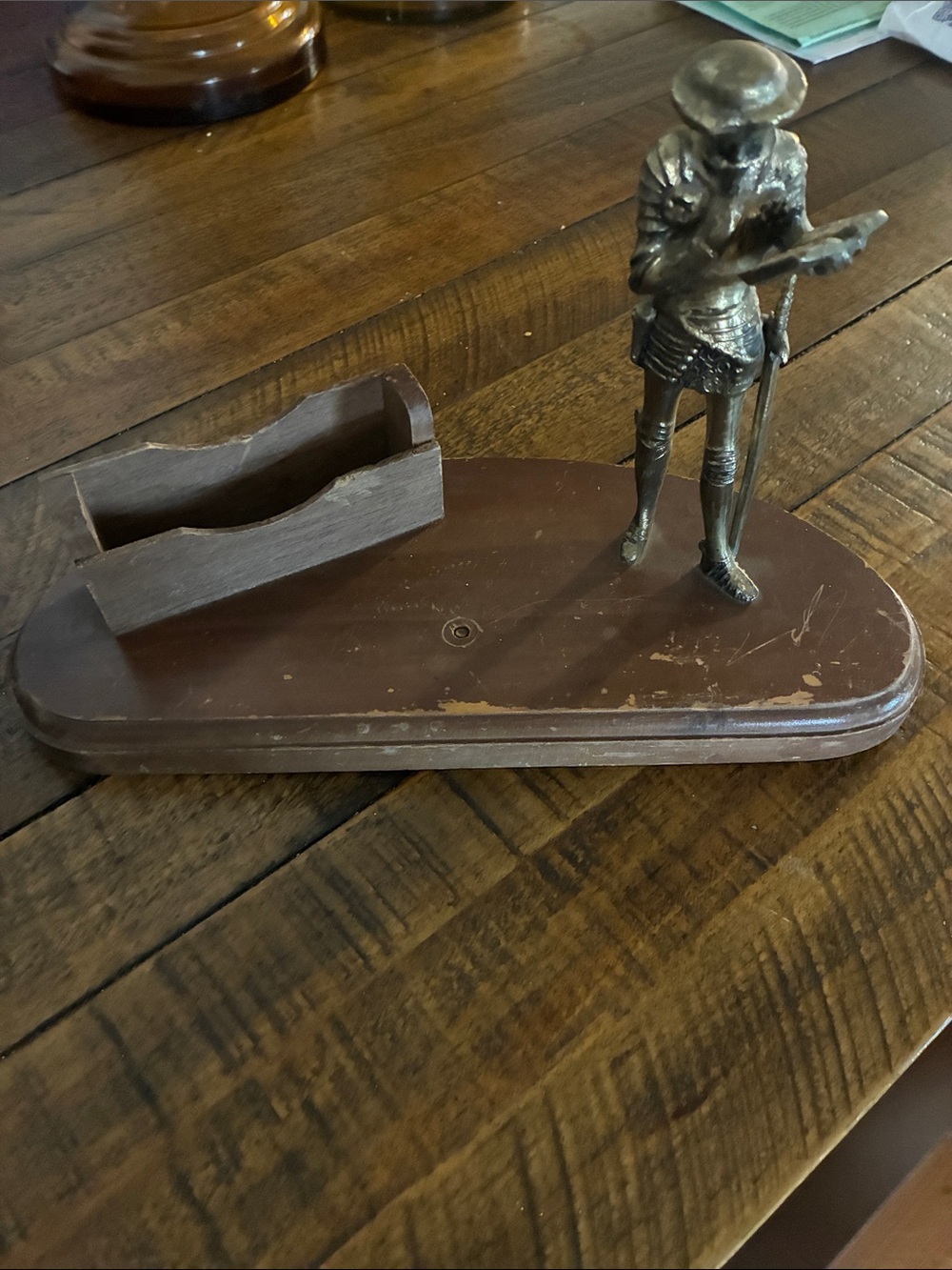 Brown Decorative Desk Organizer with Knight
